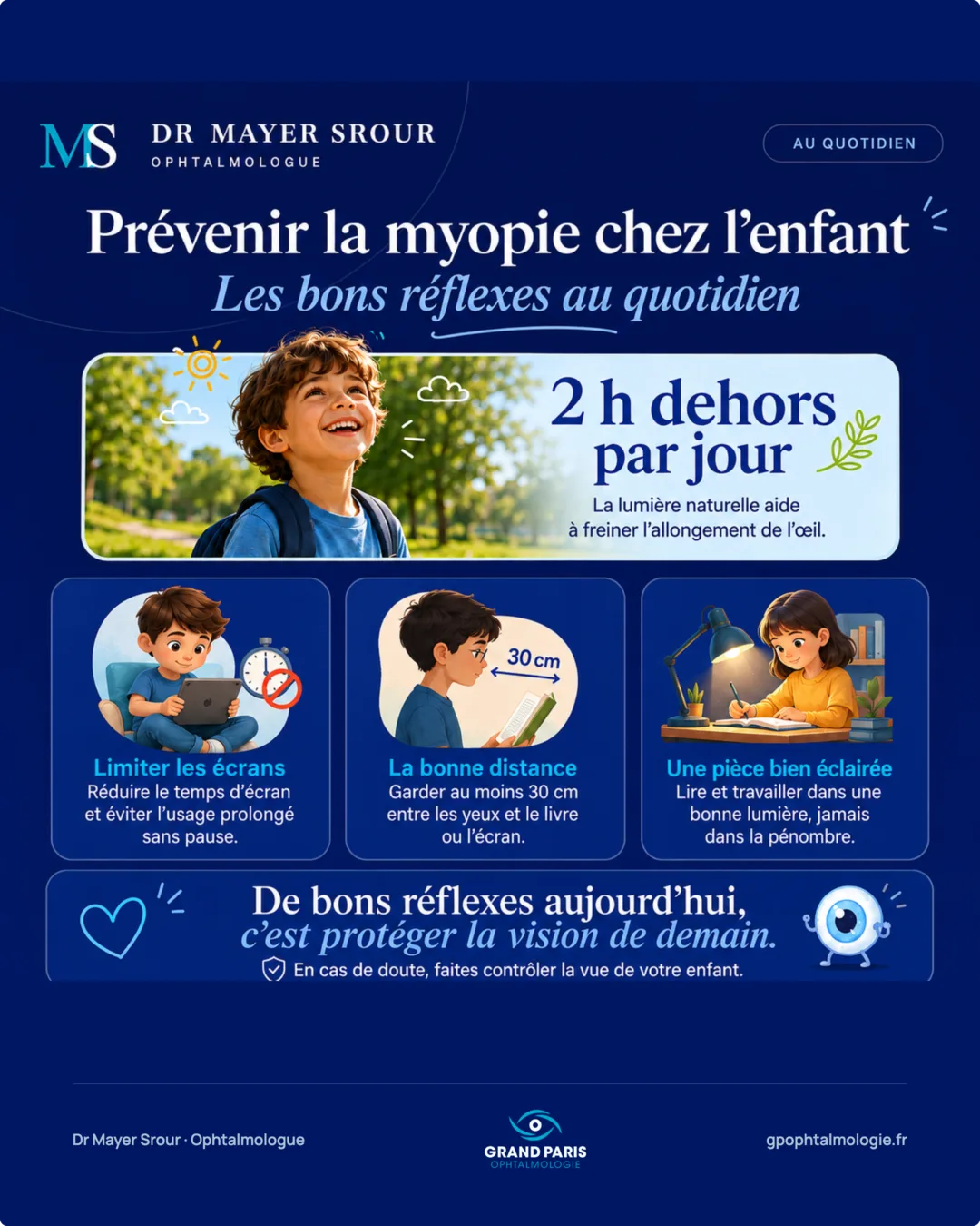 Visuel 7 sur 8 — Prévenir la myopie chez l'enfant : les bons réflexes au quotidien
