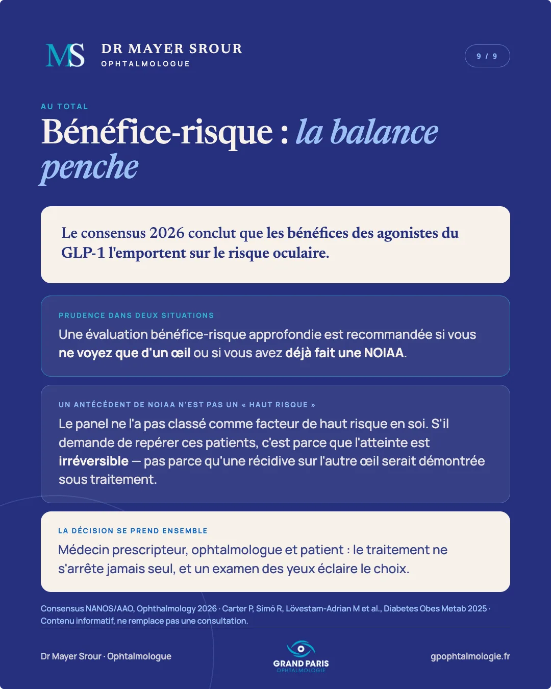 Visuel 9 sur 9 — Au total : bénéfice-risque, la balance penche